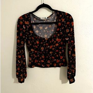 Square Neck long Sleeve Floral Top